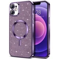 Glam Sparkle Plating Soft Case - Stylish Wireless Charging Cover - iPhone 15 Plus (Bling  Purple)