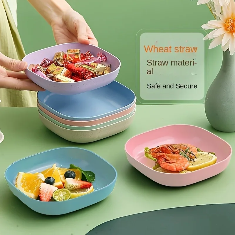 Square Plastic Dinner Plate Set 10PCS Durable Shatter-Resistant Easy to Clean Dishes for Restaurants Home Kitchen Essentials