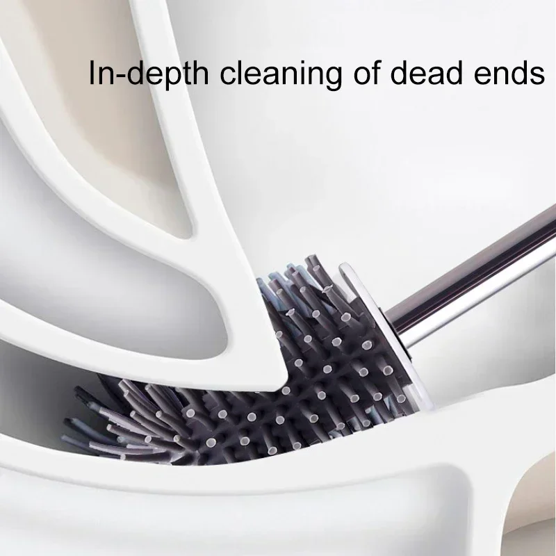 TPR Silicone Head Toilet Brush Nordic Wall-Mounted Or Floor-Standing Toilet Brush Holder Cleaning Bathroom Accessories