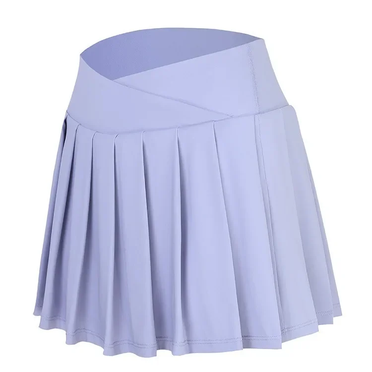 High Waist Yoga Shorts Skirts for Women Outdoor Sports Anti Exposure Tennis Skirts Folded Design Crossed at Waist