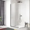 Shower Door Bathroom Semi-Framed Fixed Shower Glass Door Single Shower Screen in Matte Black Clear Tempered Glass Shower Door 1