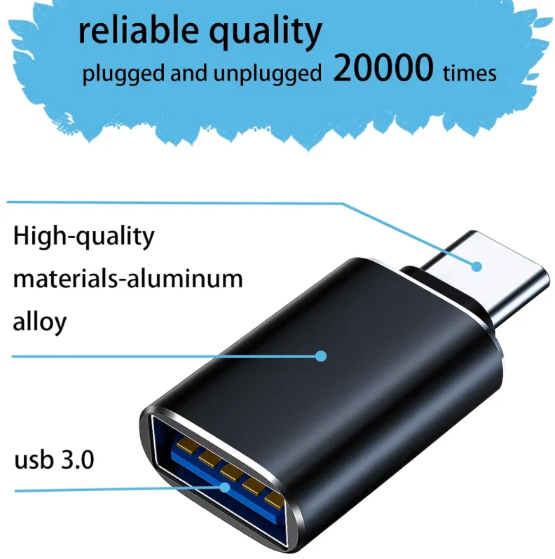4팩 USB to USB C OTG 어댑터, 2팩 타입 C 여성용 to A 남성용 충전기 컨버터, 2팩 USB C 남성용 to USB 3.0 여성용 어댑터