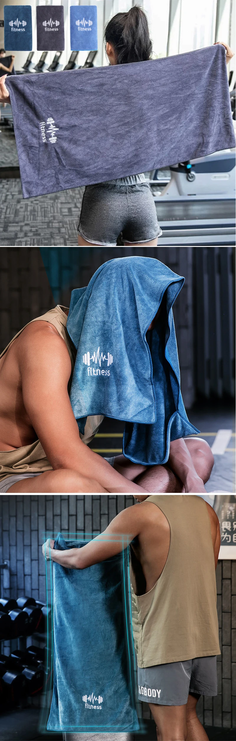 Description Picture 2 of itemFitness Towel for Sports Water Absorption Quick-Drying Gym Equipment Non-slip Sports Sweat TowelSwimming Microfiber Pool Towel