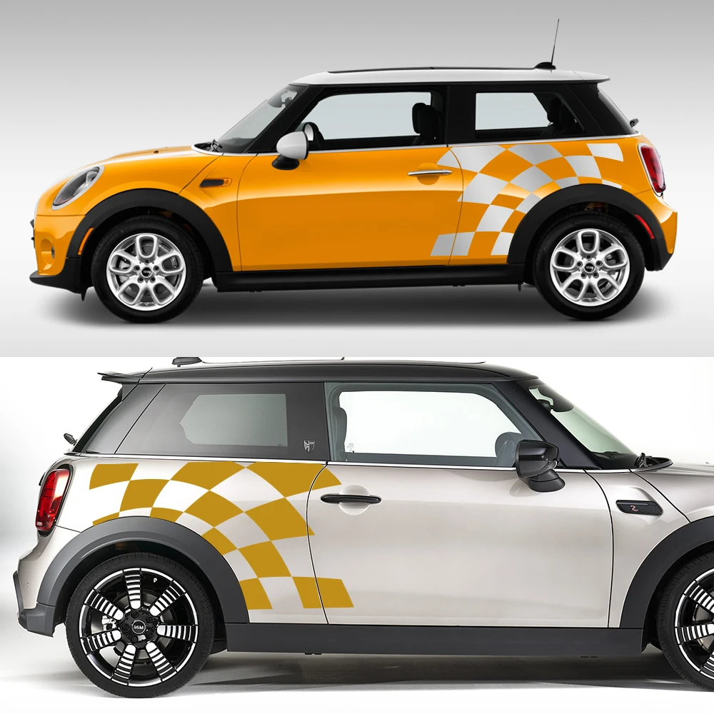 2 Adesivi Per Cofano Mini Cooper - Universali Bianco/Nero Con Panno E Raschietto
