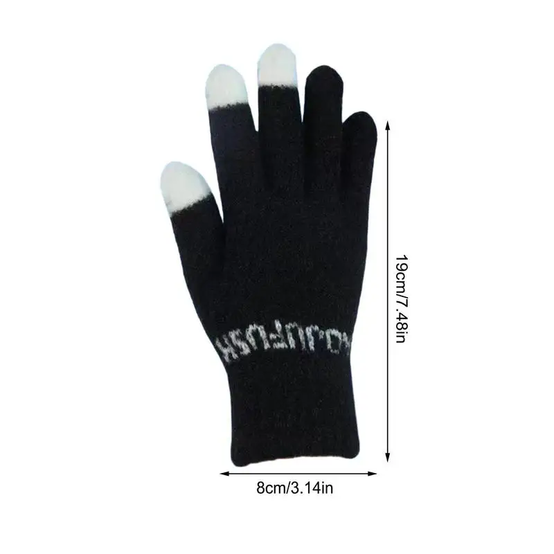Cute Touchscreen Gloves Soft Warm Cozy Sports Gloves Womens 3 Finger Hole Design Winter Warm Womens Thickened