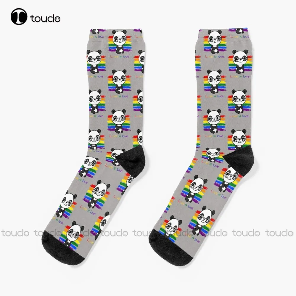 

Love Is Love - Panda Socks Funny Art Streetwear Colorful Cartoon Socks 360° Digital Print Christmas New Year Gift Custom Gift