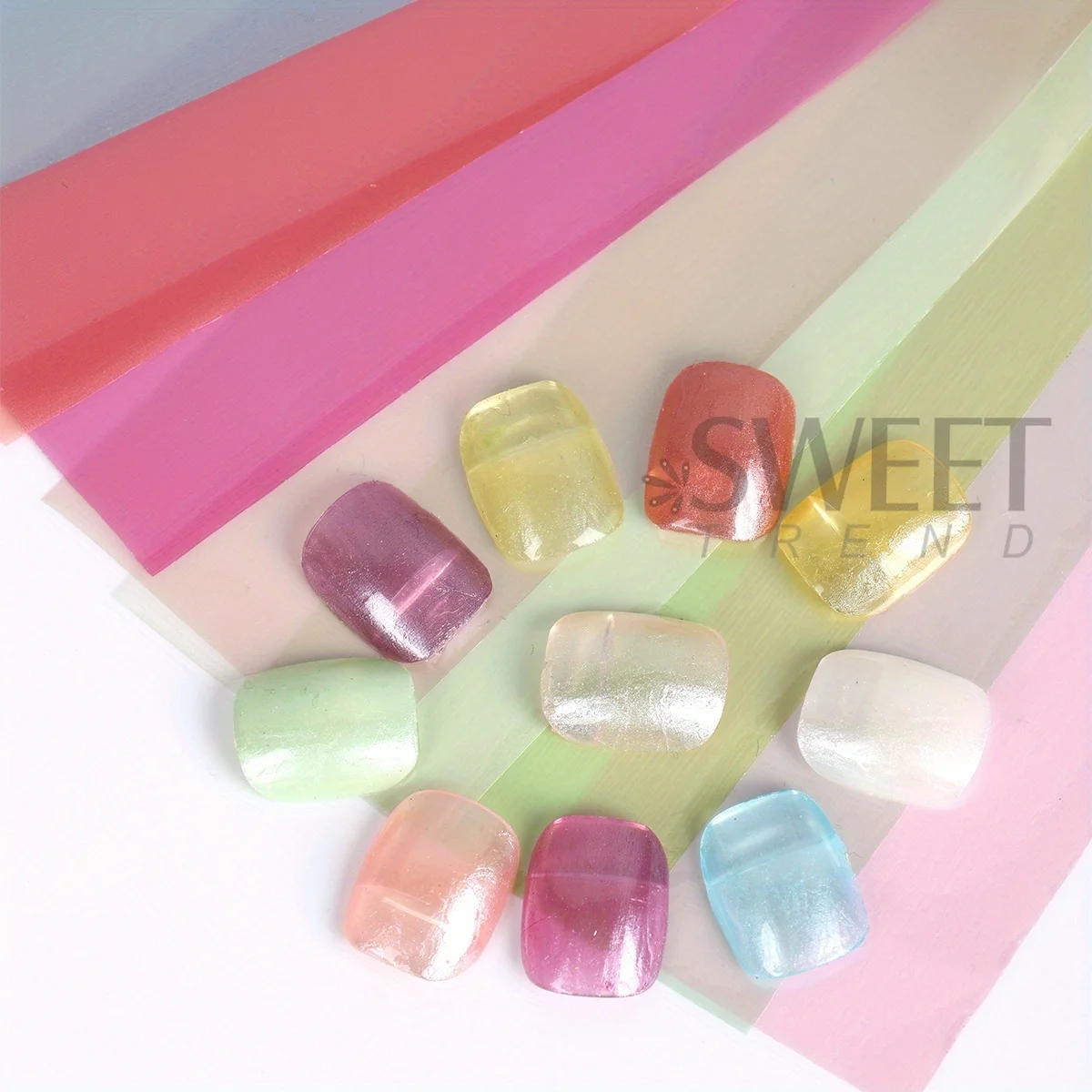 10pcs White Pearl Nail Transfer Foils Colorful Pearlescent Starry Sky Paper Summer Style Full Wraps Foils Elegant Manicure Decor