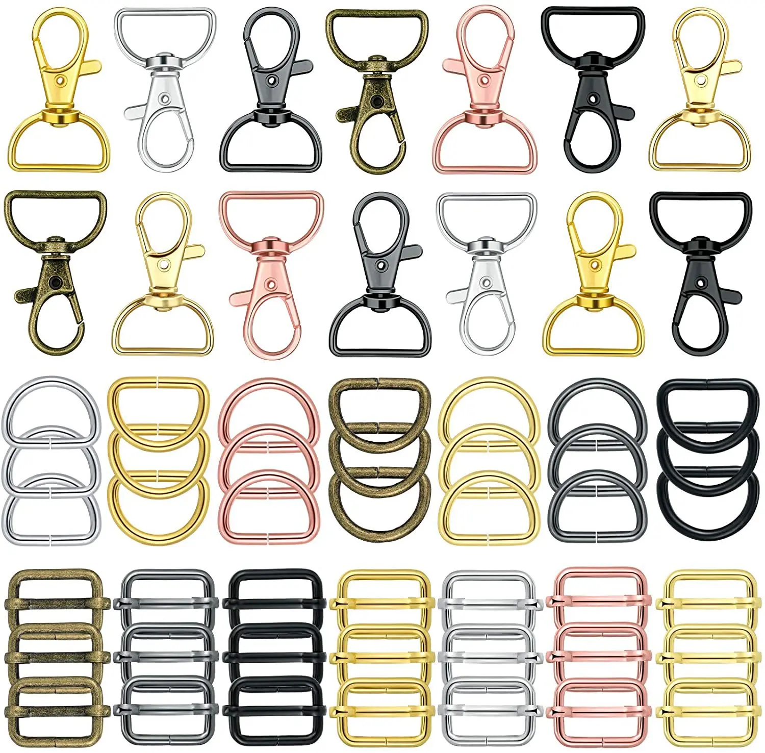 56pcs Swivel Clasps with D Rings Lanyard Snap Hooks Keychain Clip Hook