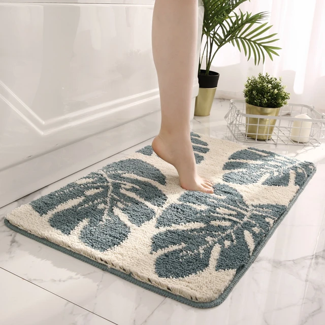 Bathroom Rugs, Green Leaf Non-slip Bath Mat, Extra Soft Long Bathroom Rugs,  Machine Washable Bath Rug Shower Mat, Bathroom Mats Floor Mat For Door Mat  Tub Shower Laundry Room, Home Decor 