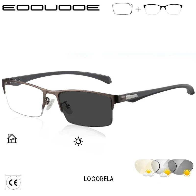 

New Sun Photochromic Myopia Eyeglasses Optical Men student Finished Myopia Eyewear prescription Glasses Frame Half Rim -1.0 -4.0