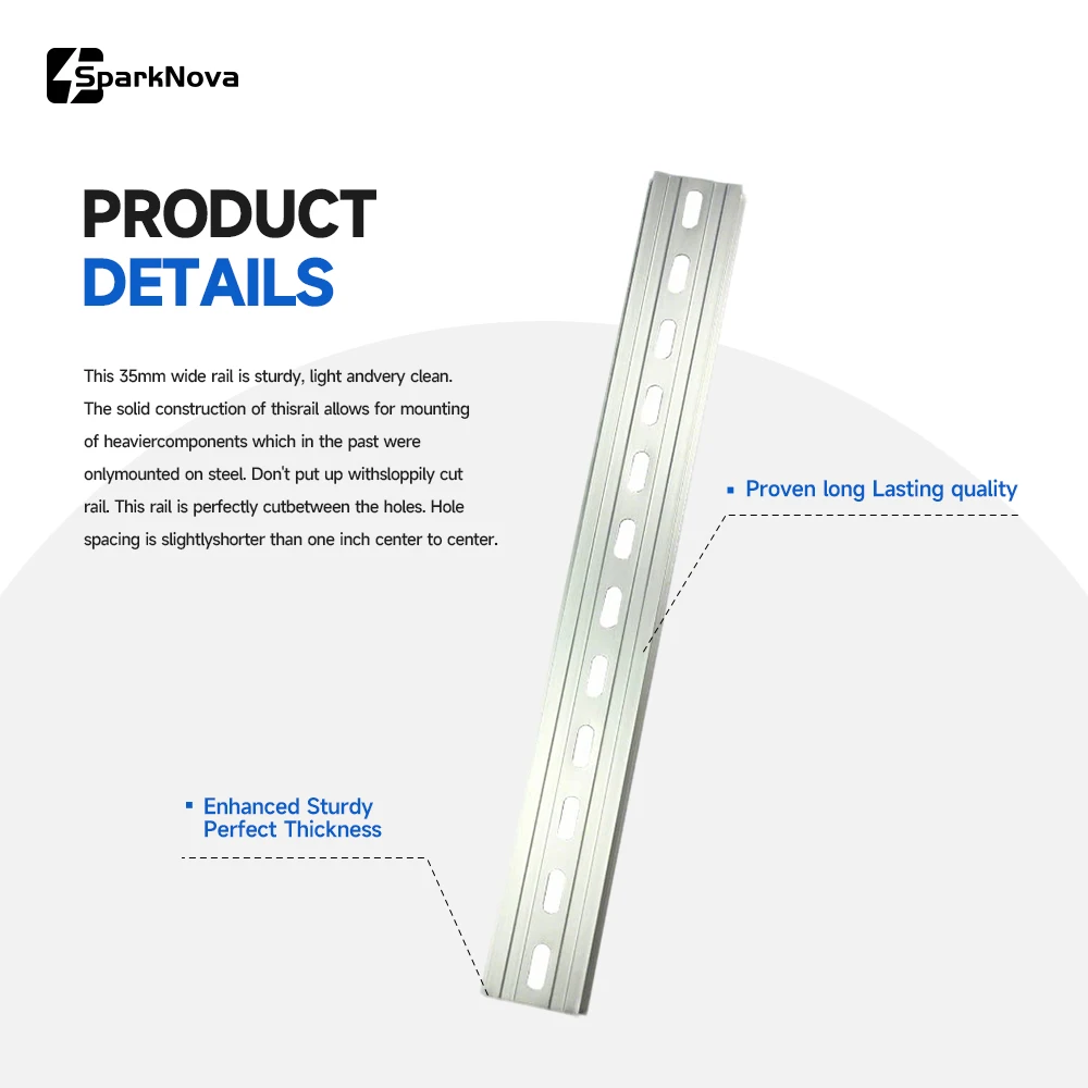 Universal 35mm Aluminum DIN Rail Mounting Rail - Adjustable Lengths, 1.1mm Thickness