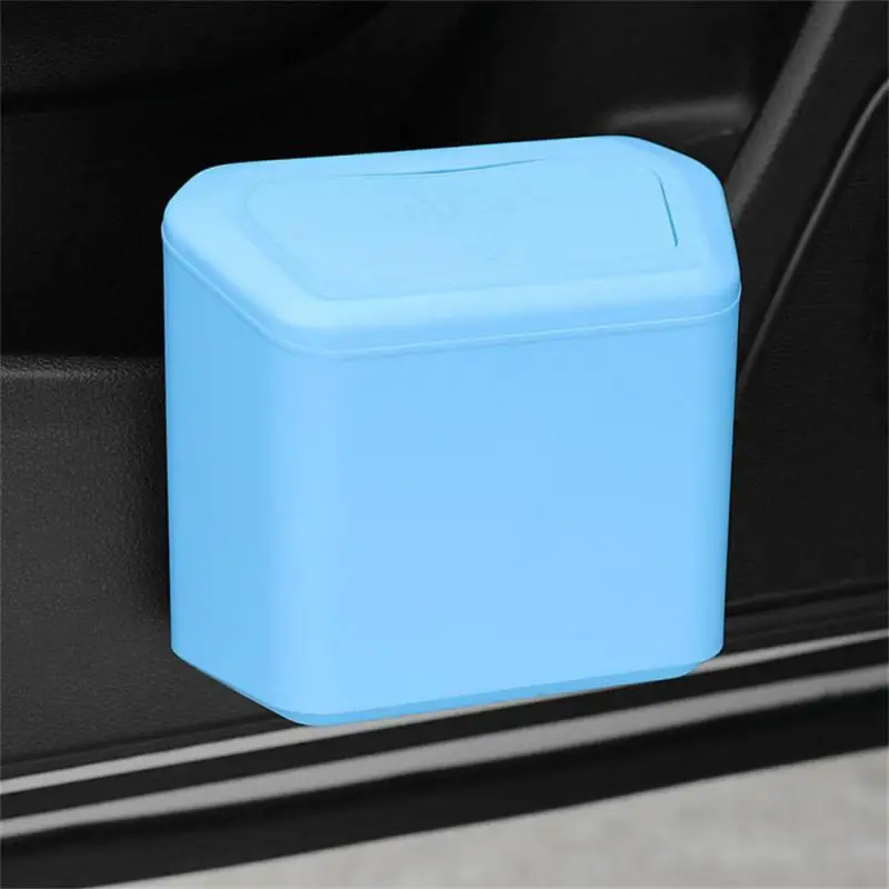 Car Trash Bin Hanging Vehicle Garbage Dust Case Storage Box Plastic Pressing Square Trash Can Type Auto Car Supplies