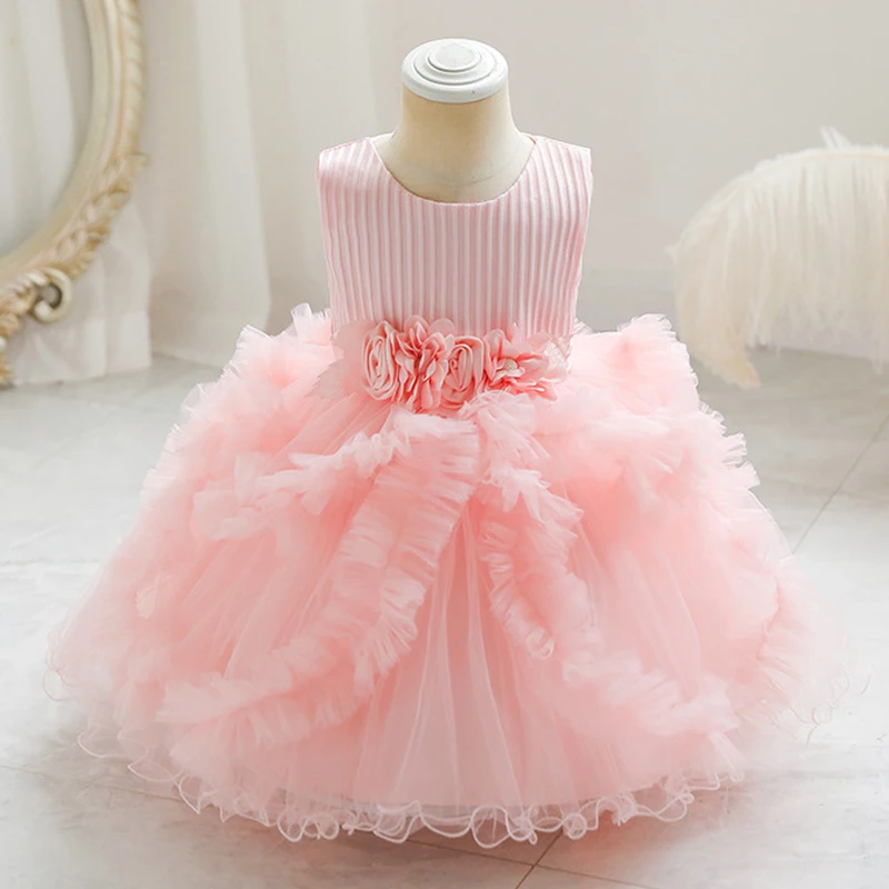 

Baby's 1st Birthday New Dress 0-3 Year Old Girl's Birthday Party Wedding Party Evening Dress Sleeveless Girl Princess Dress