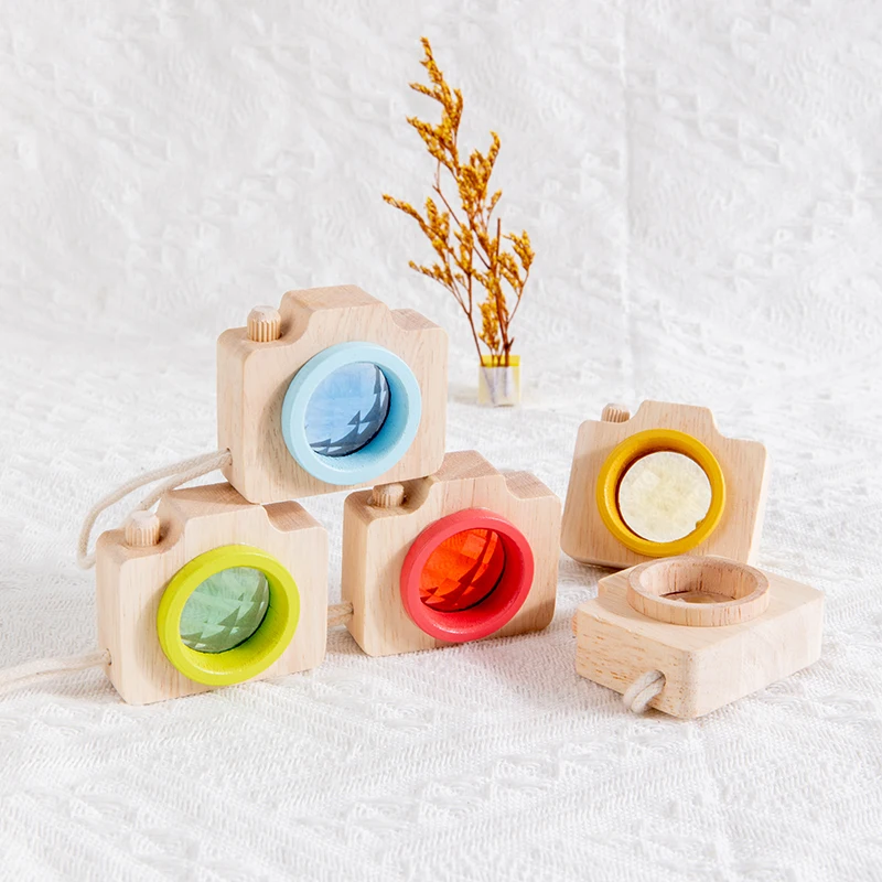 Baby Wood Colorful Camera Kaleidoscope Children Toys Rainbow Wooden Toys for Kids Learning Early Educational Game