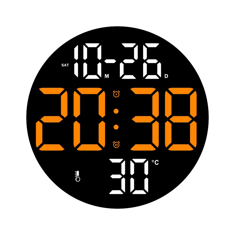 Wall Clock Digital Wall Clock LED Large Digital Wall Clock Remote Control Temperature Date Week Display Two Clocks Timing Clock Bedroom Home Decor
