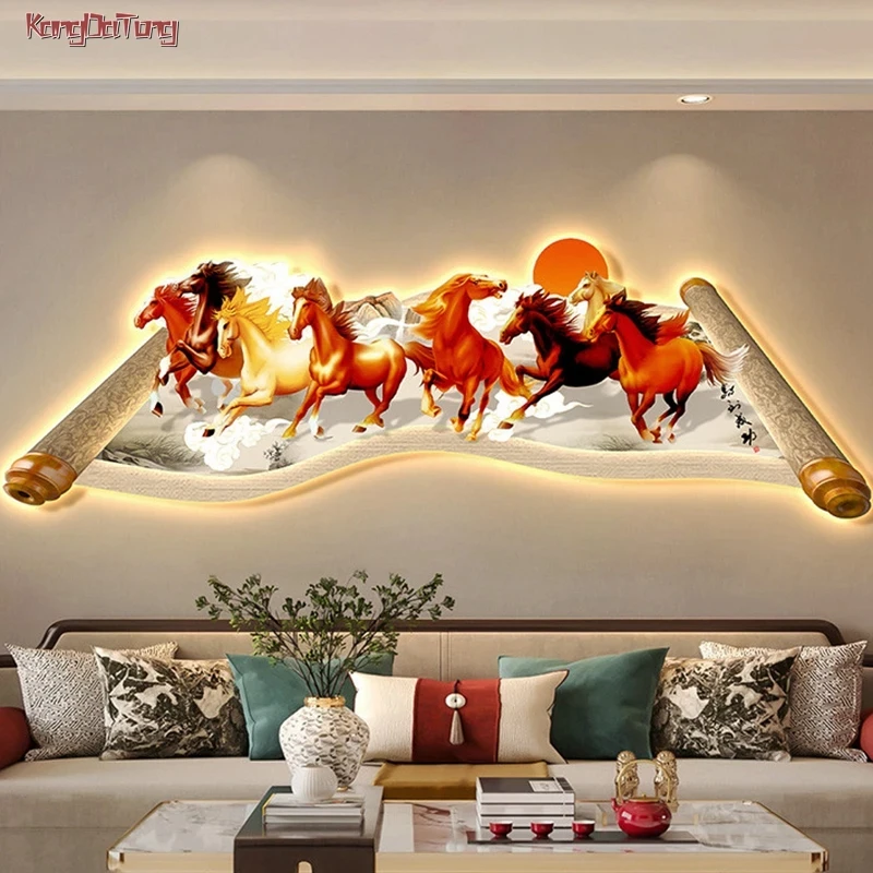 

Horse Luminous Interior Painting Led Wall Lamp For Sofa Background Wall Living Room Bedroom Bedside Hanging Decoration CX184DS