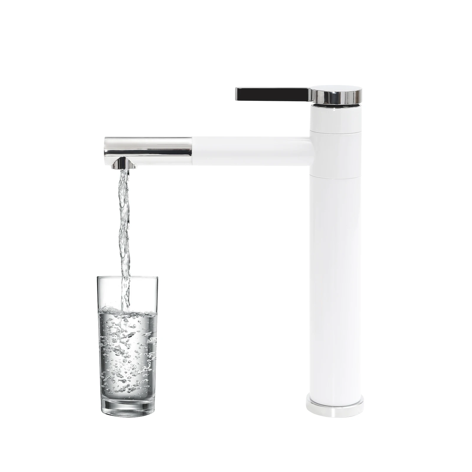 

360° Rotatable Tap Mixer Bathroom Washbasin Tap Single Lever for Bathroom Mixer Water Tap Accessories Brass White