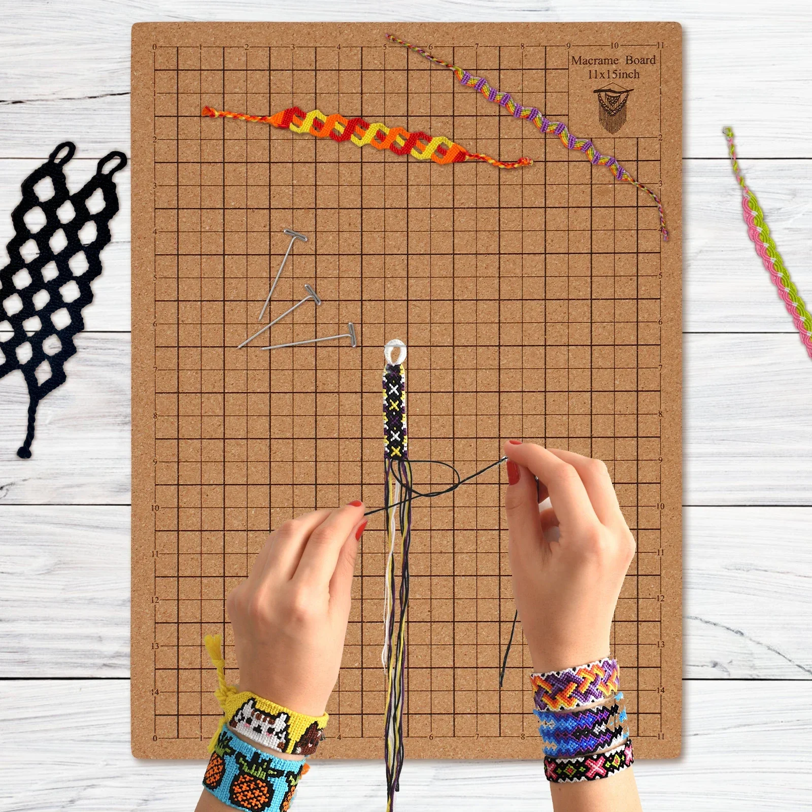 Macrame Board with Pins 12x16in Double Side Macrame Project Board with Grids Portable Braiding Instructions Reusable