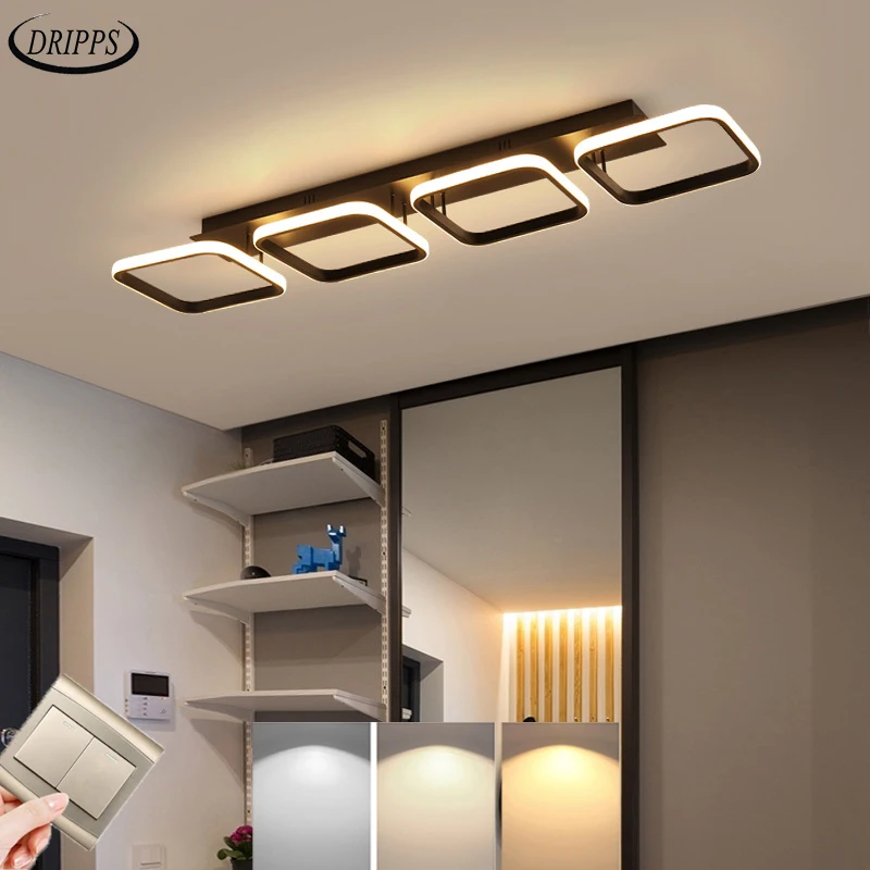 

Nordic LED living room ceiling light dining room bedroom chandelier study square indoor ceiling light aisle balcony light lamps