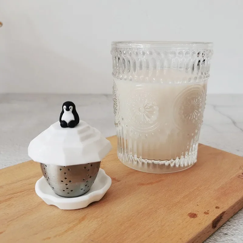 Creative Penguin Stainless Steel Strainer Filter Infuser Mesh Lovely Teapot Steeper for Tea Leaves Fine Mesh Coffee Filter Tea