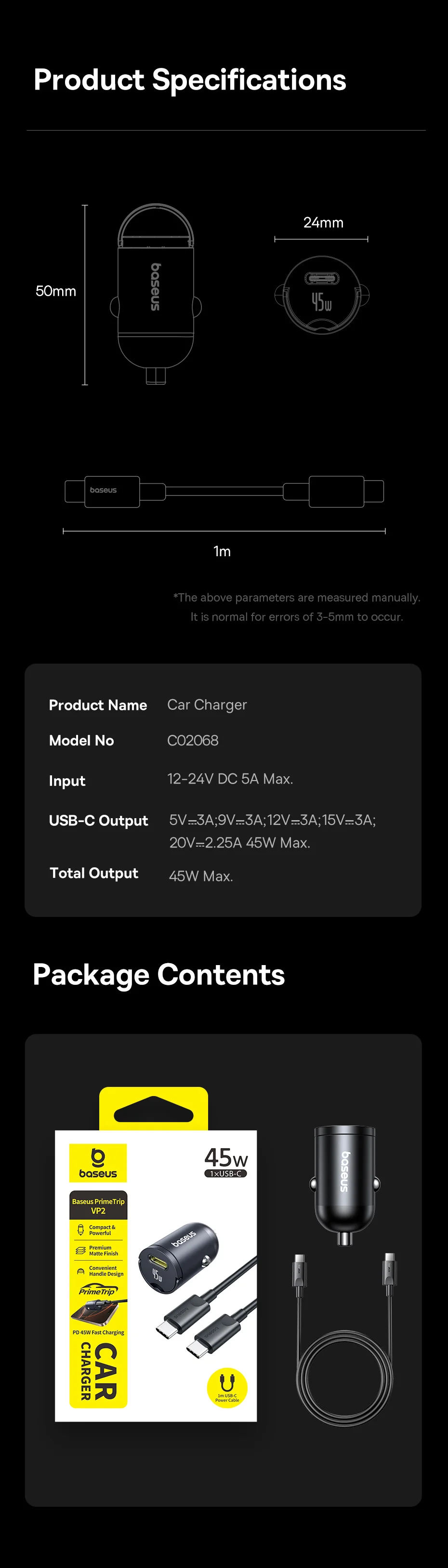 45W Mini Car Charger QC PD PPS UFCS Fast Charging 12-24V Lighter Car USB-C Type