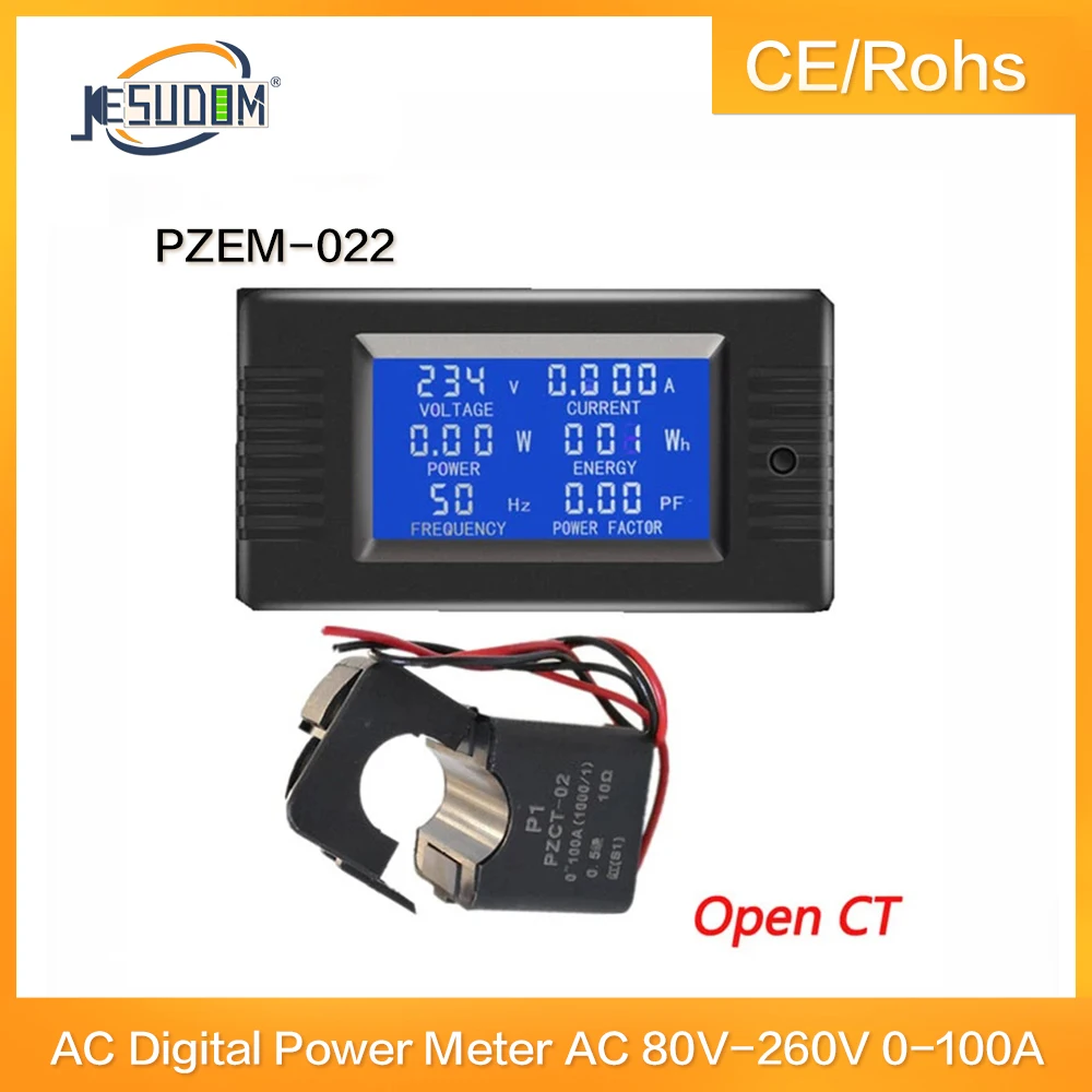 ACDigitalPowerMeterAC80V260V0100A6in1EnergyTesterCurrent