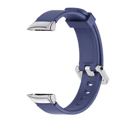 Silicone Replacement Strap for Smart Wristbands - Adjustable Watch Belt Accessories (Navy Blue)