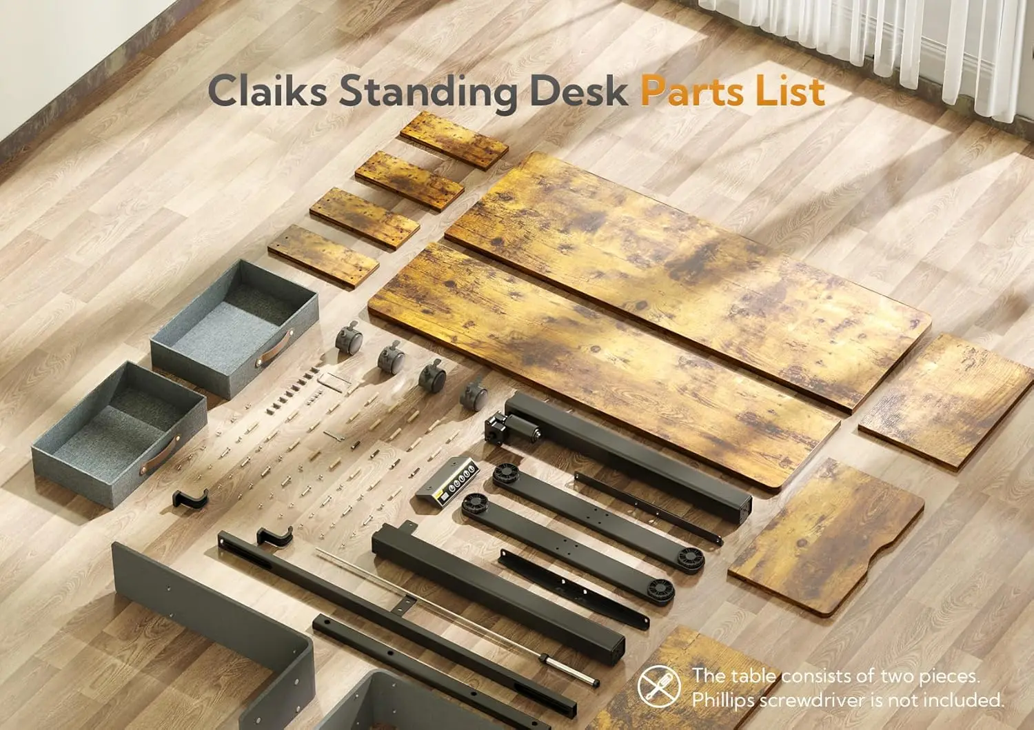 Standing Desk with Drawers, Stand Up Electric Standing Desk Adjustable Height, Sit Stand Desk with Storage Shelf 6