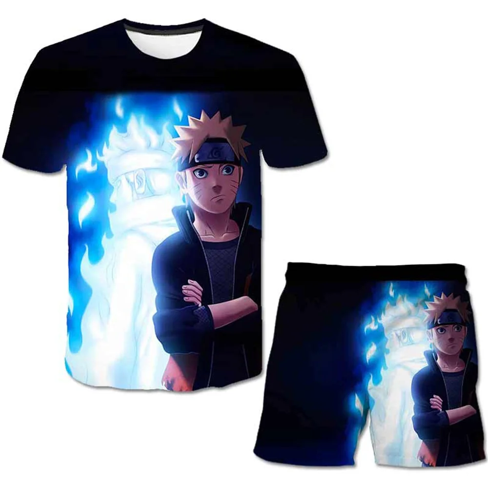 

Baby Boys Girls kakashi Naruto Cartoon Clothing Sets Children Fashion Casual Short Sleeve T-shirt+Pants Suit Kids Tees Clothes