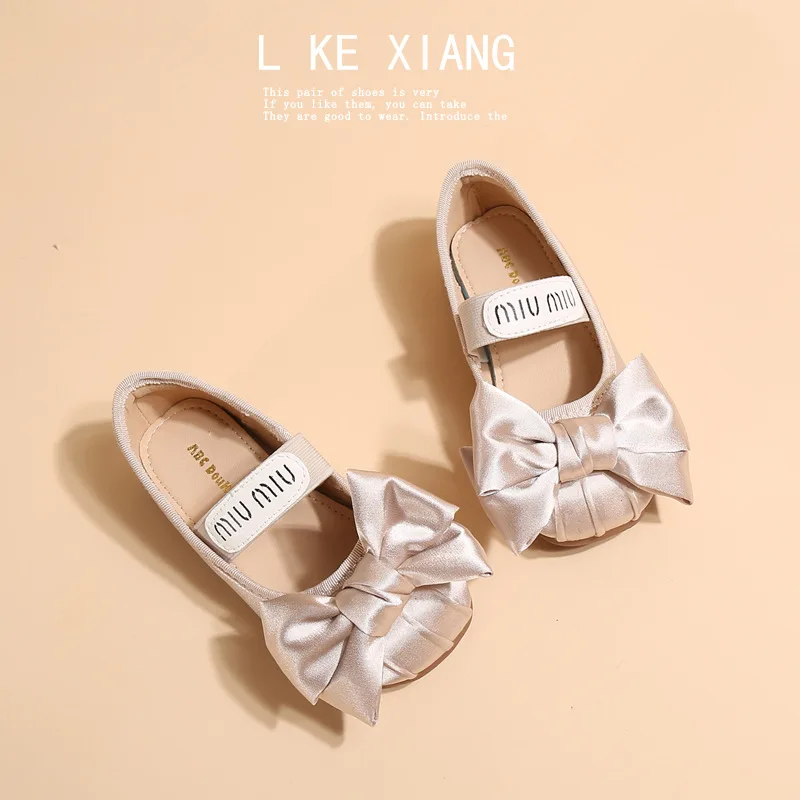 Mary Jane Shoes Girls Shoes Girls Flats Girls' Bowknot Shoes Autumn And Winter Kid's Silk Paris Dance Flats Children's Shoes