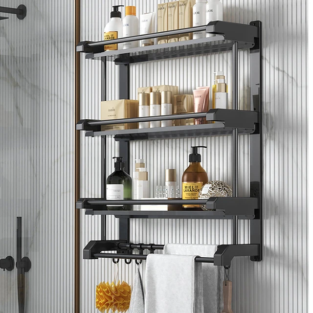 Estantes de almacenamiento montados en la pared, organizador de cocina de  aluminio con ganchos, soporte para cuchillos, soporte para condimentos,  estante organizador - AliExpress