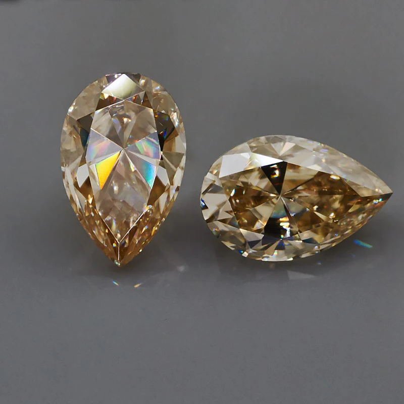 

Loose Gemstones Moissanite Stone 4ct -6ct Dark Champagne Color D VVS1 Pear Shaped Diamond For Jewelry Pass Moissanite