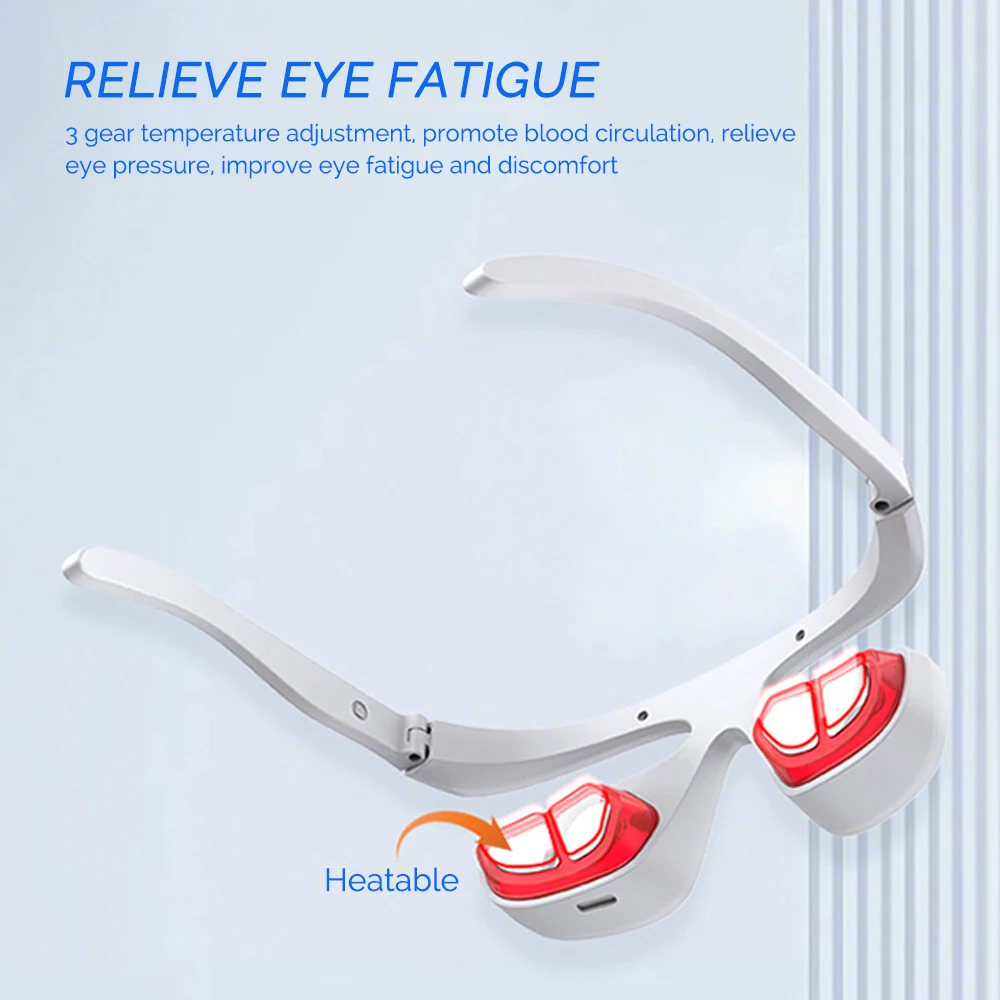 Red Light Electric Eye Massager Hot Compress Relieves Eye Fatigue Eyes Massage Glasses Eye Glasses Massager Dark Circles Remover