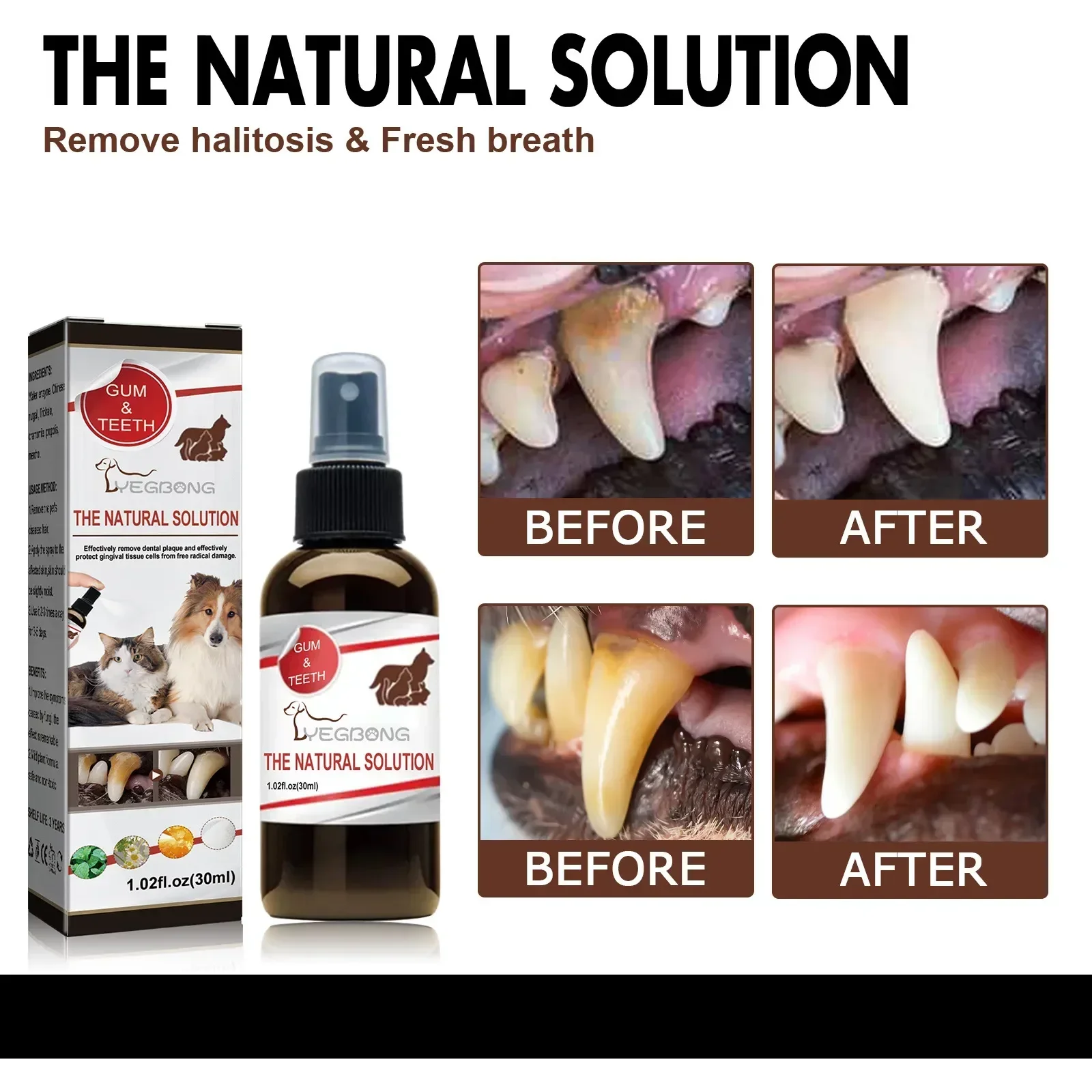 Pet Teeth Cleaning Spray 30ml Dogs Remove Bad Breath Freshener Cats Oral Cleaning Dental Care Deodorization