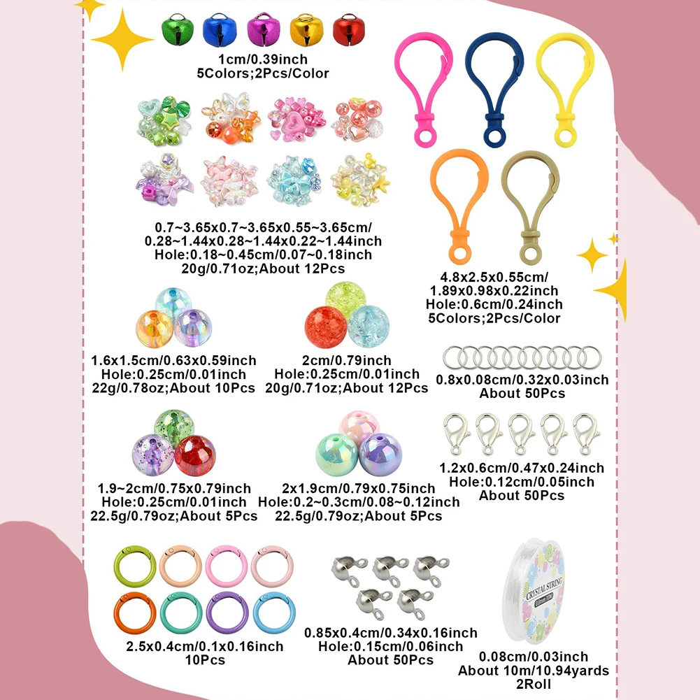 DIY Acrylic Beads Jewelry Kits for Bracelets, Necklaces, Keychains Jewelry Making Supplies & Craft Kits - 3