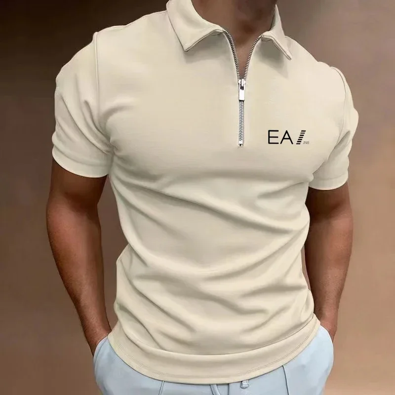 2024 Summer Men's Casual Short-Sleeved Polo Shirt Office Fashion Lapel Collar T-Shirt Men's Breathable Polo Shirt Men's Clothing 4