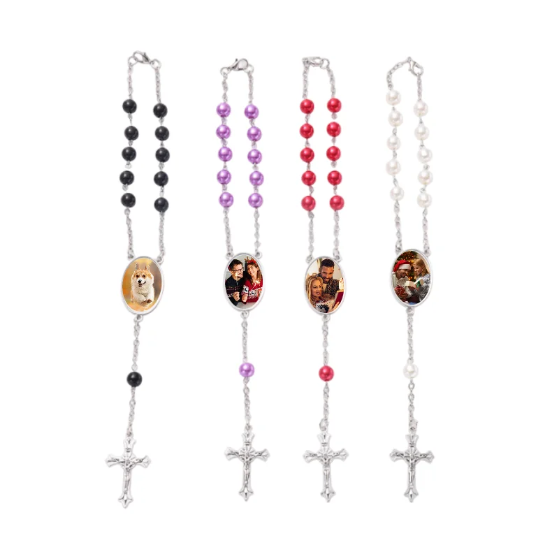 Customized Personal Image Car Pendant with ABS Beads - Unique Commemorative Gift