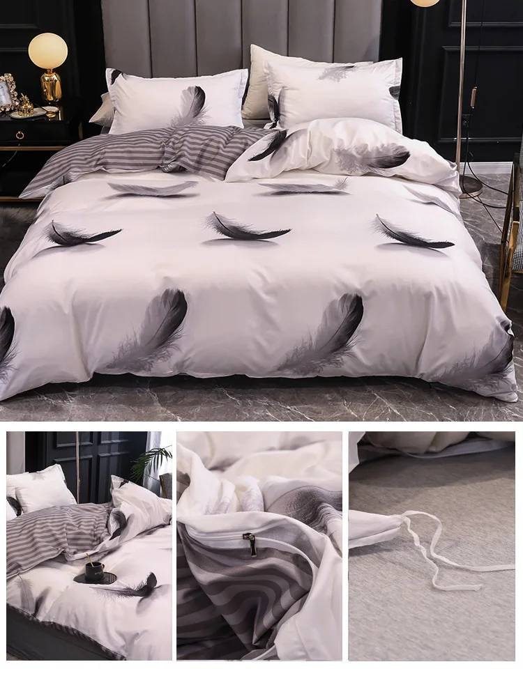 Nordic Bedding Set For Home Soft Duvet Cover For Double Bed Luxury Quilt Cover And Pillowcase 3Pcs Queen King Size Home Textile