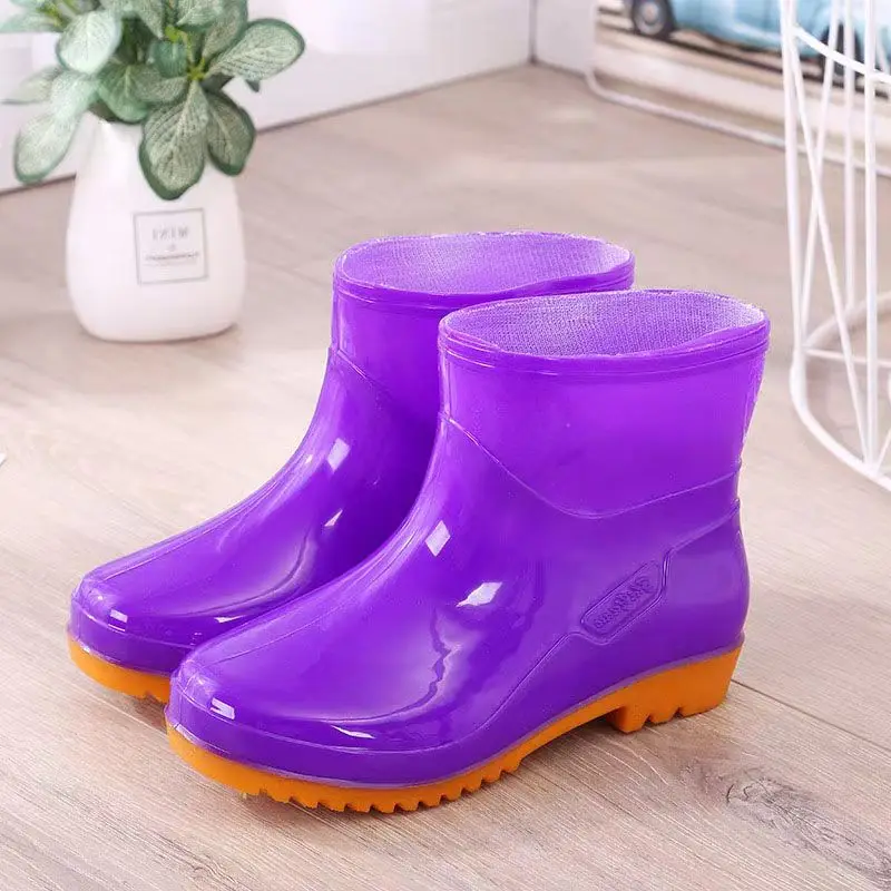Women's Four Seasons High Top Rain Shoes Anti-Skid Fashionable And Waterproof Wave Point Rain Boots Plush Warm Rain Shoes