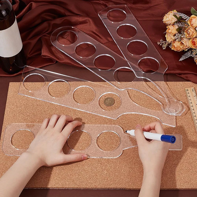 Clear Acrylic Router Beer Template Four Styles Whisky Glass Flight Paddle Board Beer Flight Template Woodworking Router
