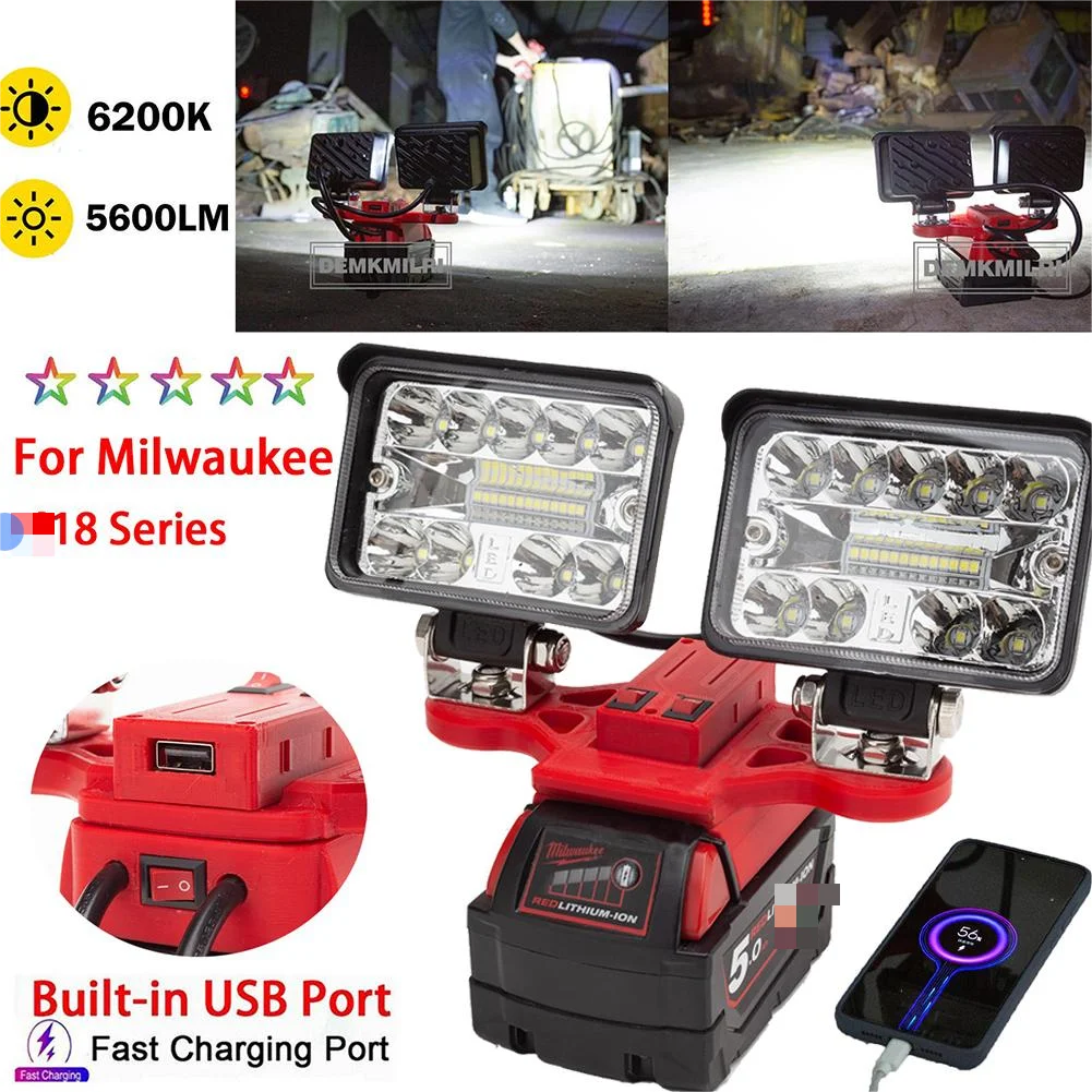 2000LM LED Work Light for Black and Decker 20v Lithium Battery Camping  Flashlight for Emergency and Job Site Lighting with USB - AliExpress