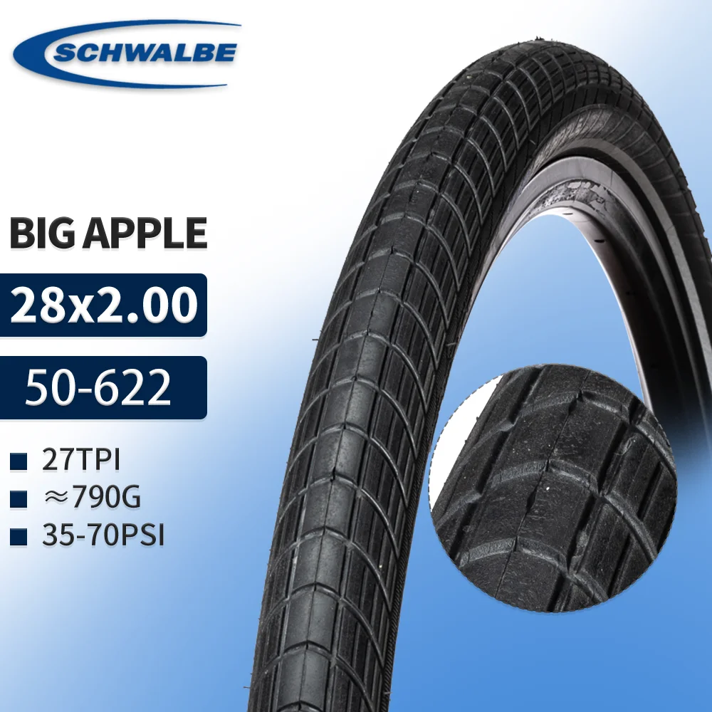 

Шины велосипедные Schwalbe Big Apple Cruisers, 28x2,0 29x2,0, 50-622, сверхлегкие запасные части для городских велосипедов