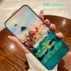 Luxury Glitter Diamond Tempered Glass with Rhinestone Privacy Screen Protector - 13 Pro Max (HD Glass)