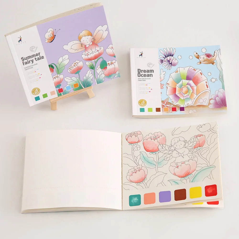 20Sheets Creative Watercolor Painting Book for Kids Fairy Tale Animal Flowers Gouache Graffiti Drawing Picture Children DIY Toys 2