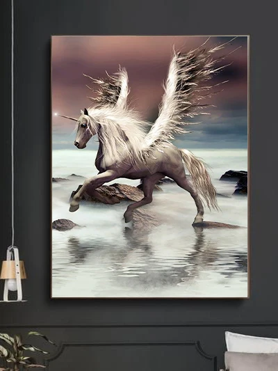

Мозаика с единорогом, картина с единорогом с крыльями, бриллиантовая мозаика, искусственная Вышивка крестиком, украшение для дома