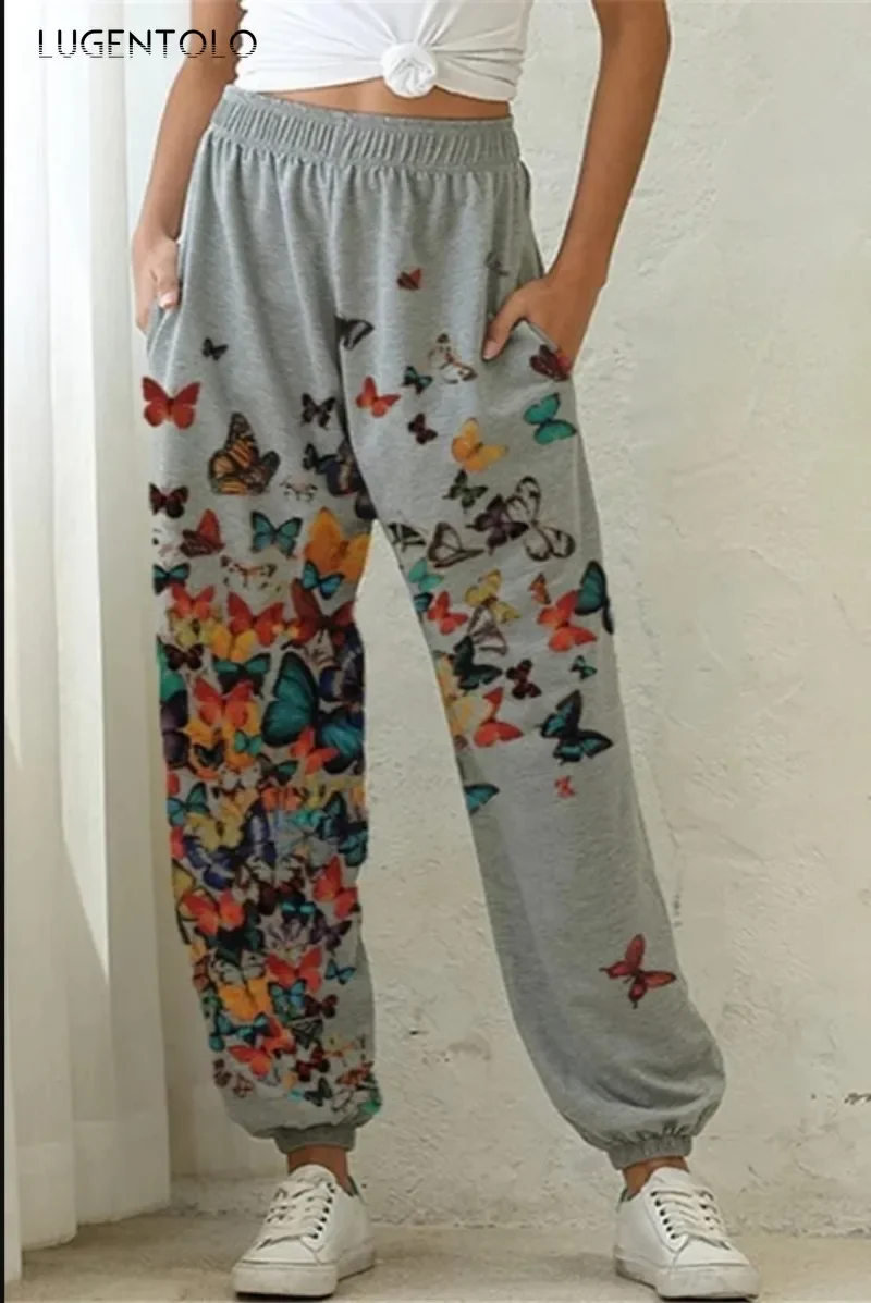 

Women Casual Print Pants Elasticity Waist Loose Spring Street Lady New Fashion Versatile Long Harem Clothing