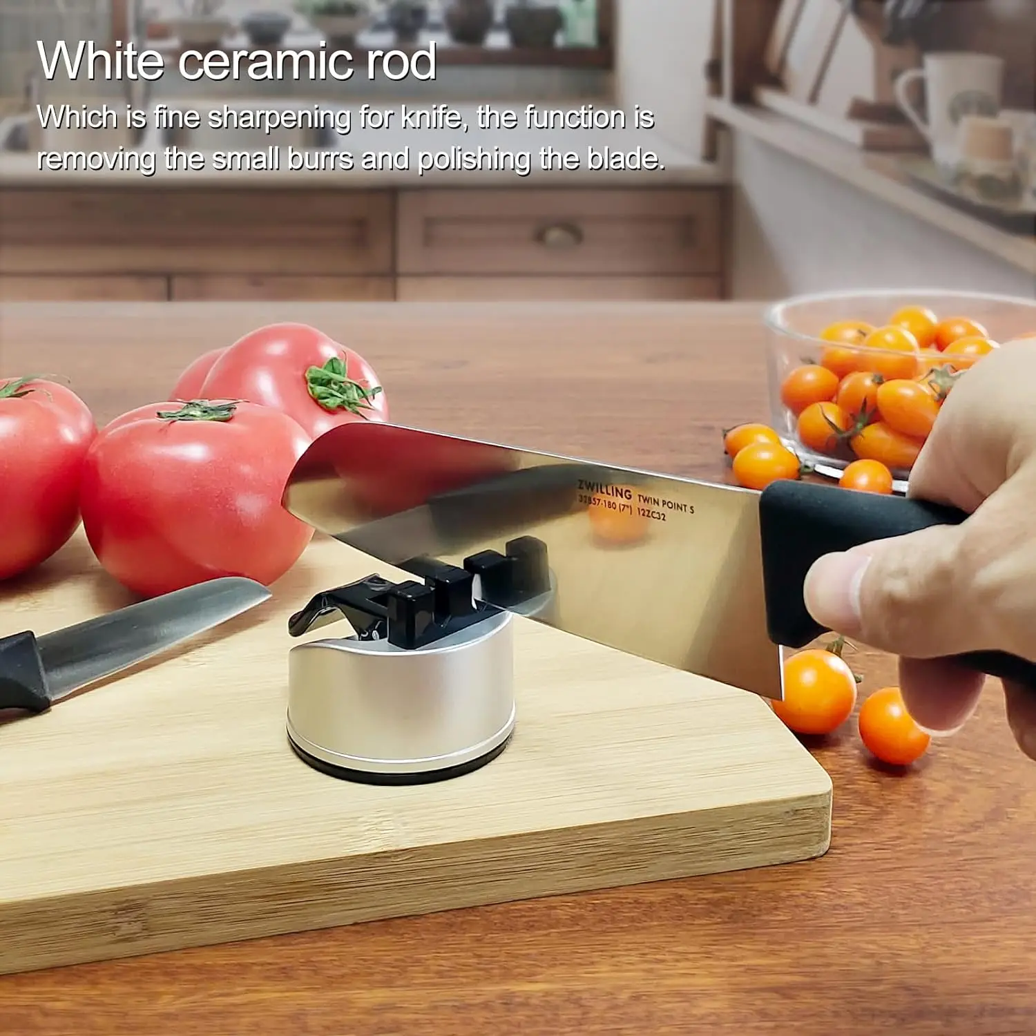 Kitchen Knife Sharpener 2-Segment Chef's Knife Scissors for Straight and Serrated Knives Accessories Gadget