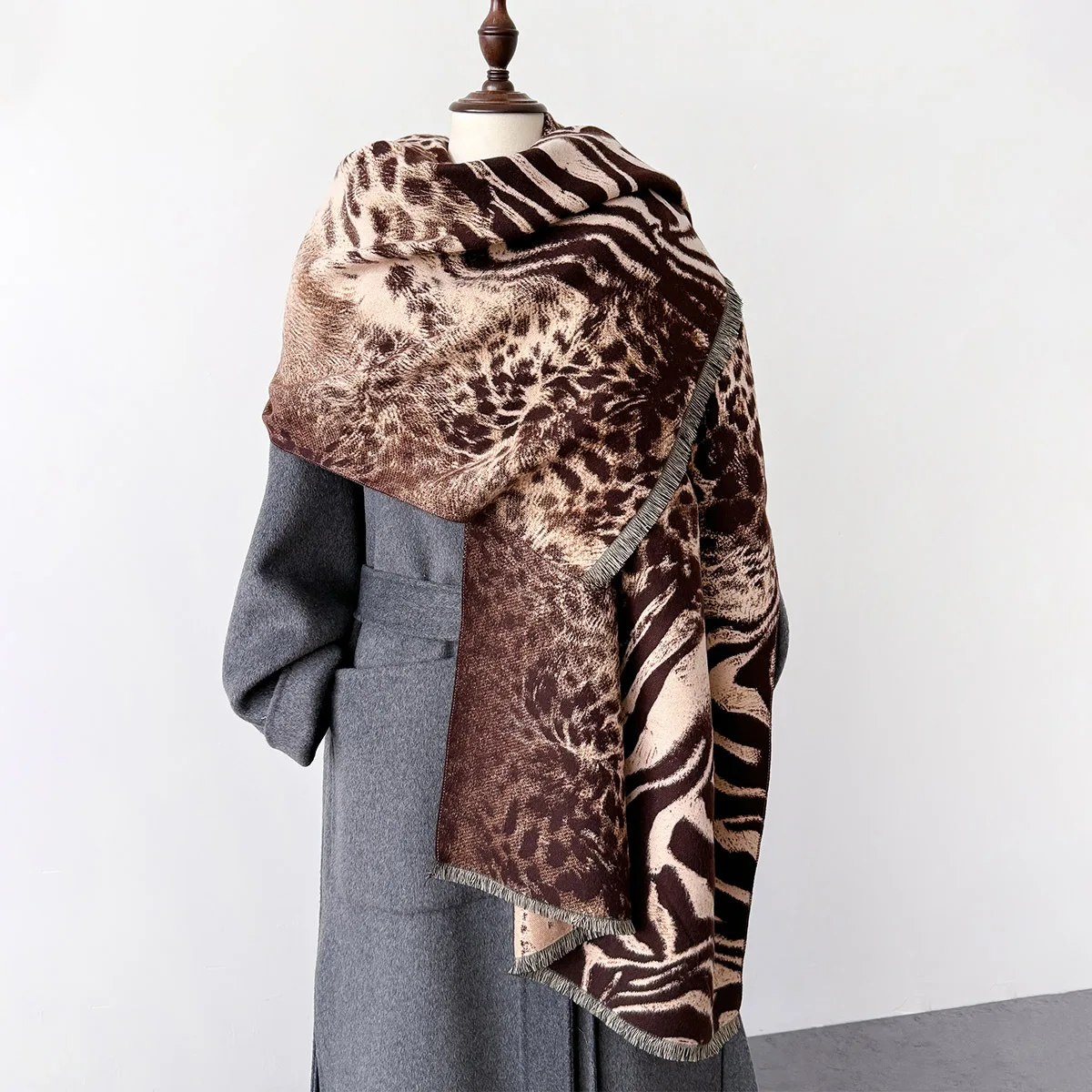 Sjaal Vrouwen Cashmere Sjaal Winter Warm Sjaals Wraps Lady Print Dikke Deken Neck Sjaals 190 * 65 cm Dikke oversized winter/herfst (Color : 2