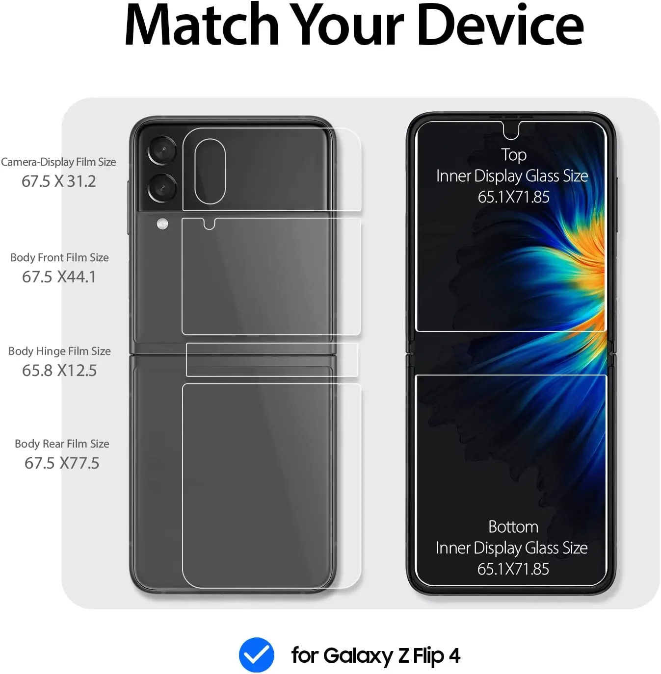 2pcs for Galaxy Z Flip 4 2022, Full Coverage Tempered Inner Glass [Easy Install] by Whitestone for Samsung Galaxy- 1pck