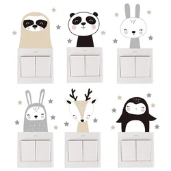 Boho Colorful Smile Cartoon Animal Wall Stickers, Set of 6 - Cute Nursery & Kids Room Decor with Stars (003)